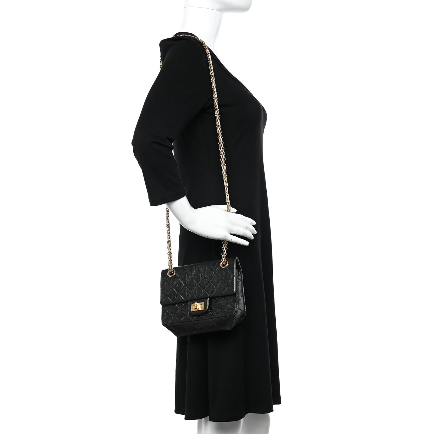 Aged Calfskin Quilted 2.55 Reissue Mini Flap Black