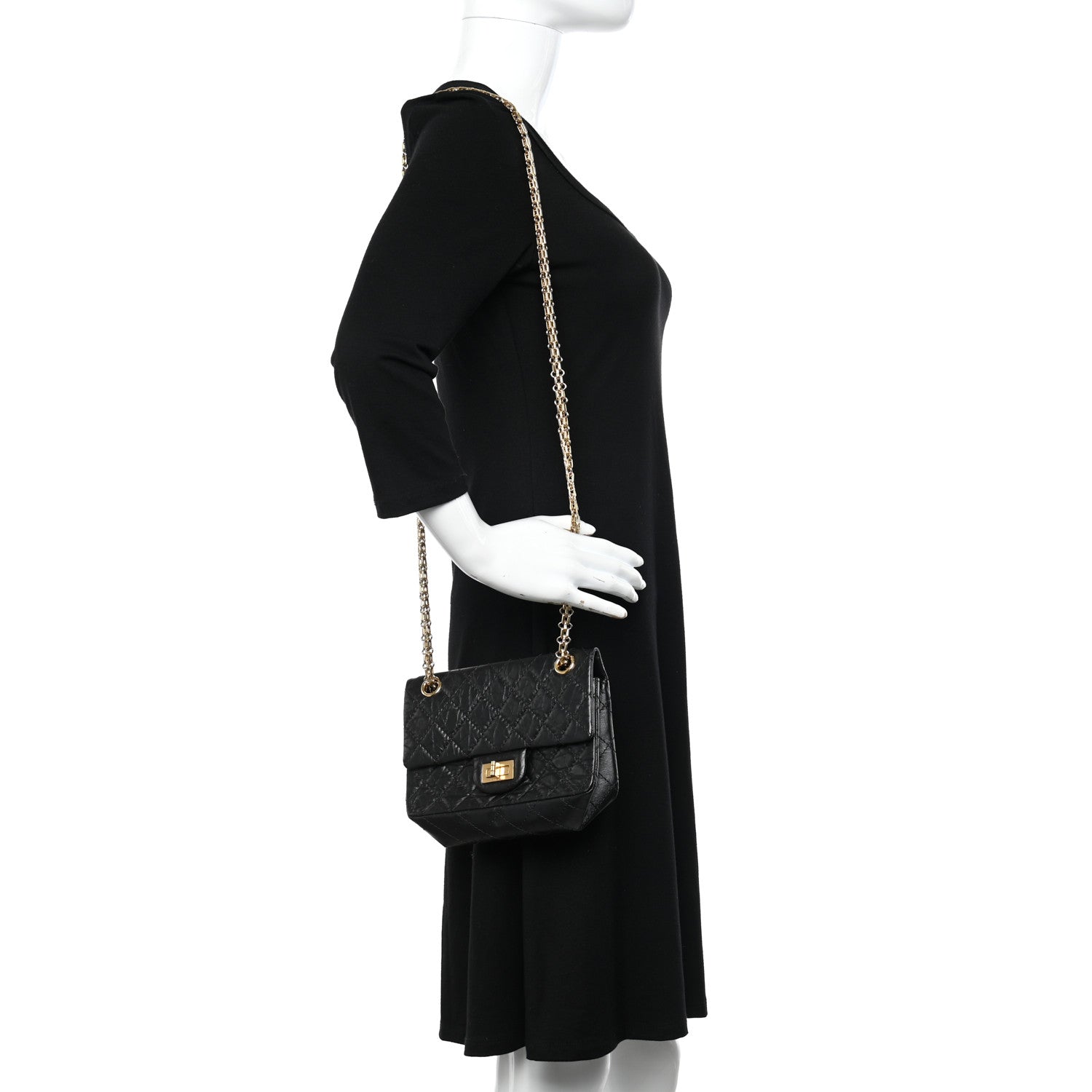 Chanel Aged Calfskin Quilted 2.55 Reissue Mini Flap Black 2 of 10