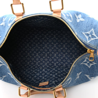 Louis Vuitton Denim Monogram New LV Remix Keepall Bandouliere 45 Blue 4 of 8