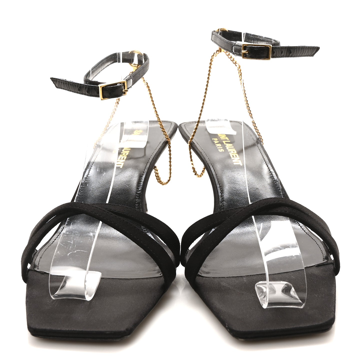 Crepe Satin Baliqua Melody 55 Ankle Strap Sandals 38 Black