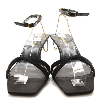 Saint Laurent Crepe Satin Baliqua Melody 55 Ankle Strap Sandals 38 Black 3 of 9