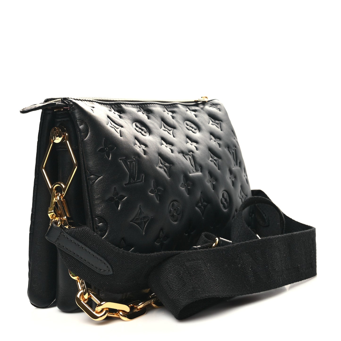 Lambskin Embossed Monogram Coussin PM Black