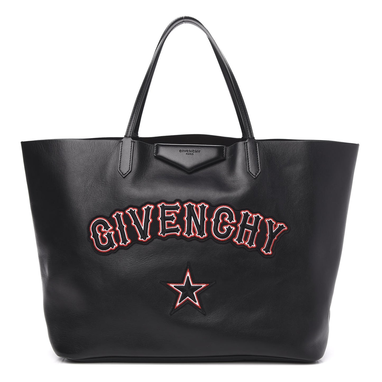 Calfskin Gothic Large Antigona Tote Black