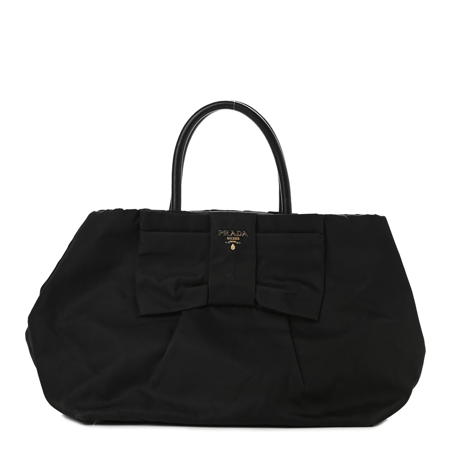 Nylon Tessuto Fiocco Bow Tote Black