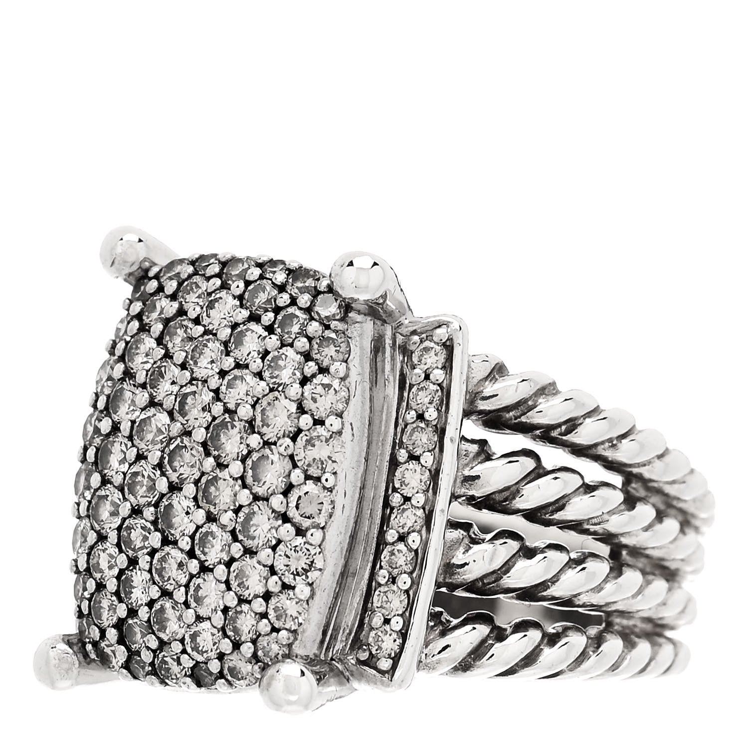 David Yurman Sterling Silver Diamond 16mm Wheaton Ring 53 6.5 3 of 6