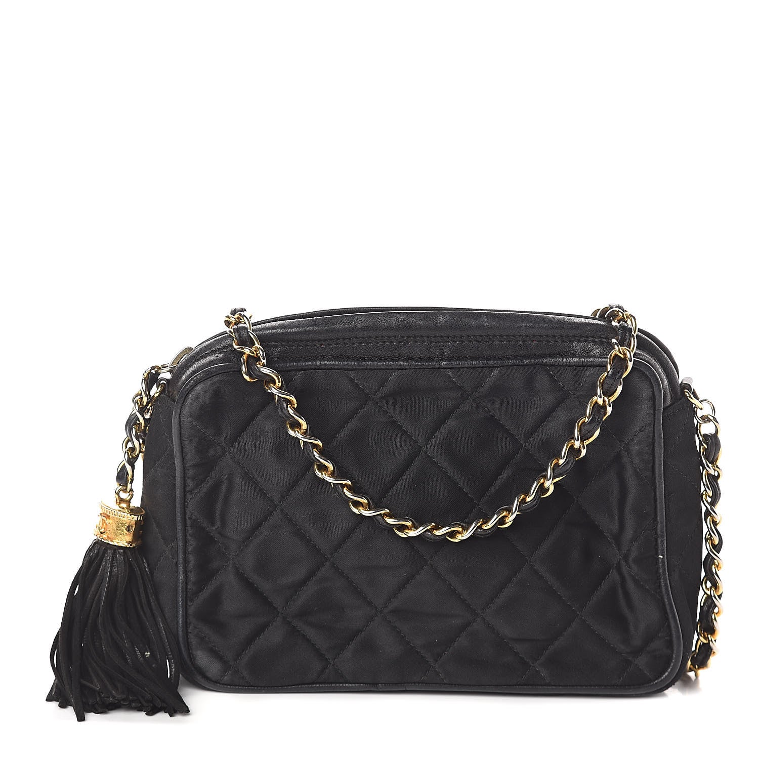 Chanel Lambskin Nylon Quilted Tassel Camera Case Black 1 of 12