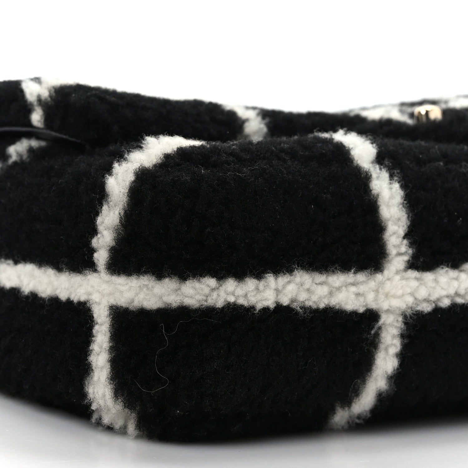 Chanel Shearling Lambskin Large Fluffy Tartan Single Flap Black White 9 of 9