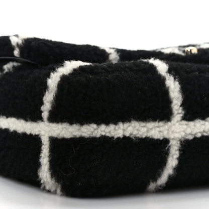 Chanel Shearling Lambskin Large Fluffy Tartan Single Flap Black White 9 of 9