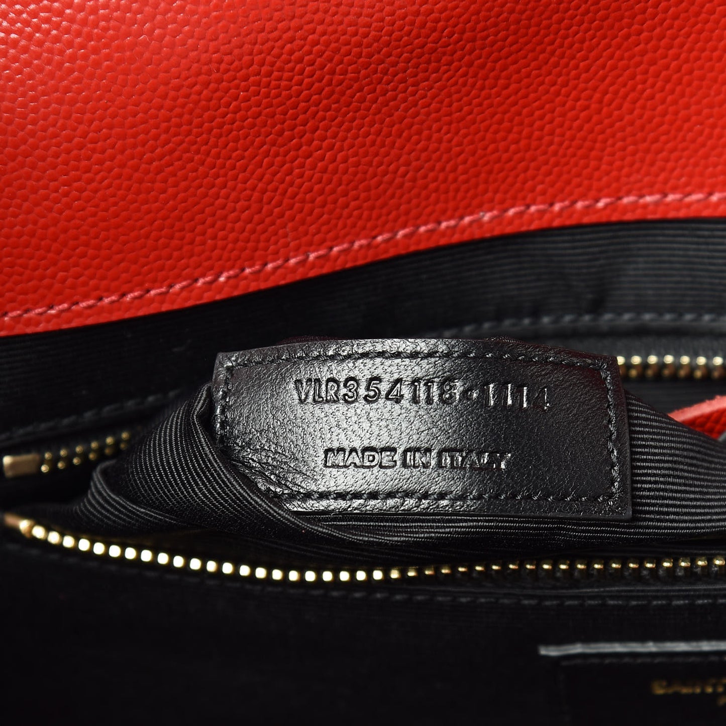 Grain De Poudre Matelasse Chevron Large Monogram Satchel Lipstick Red