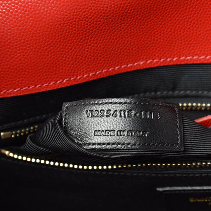 Saint Laurent Grain De Poudre Matelasse Chevron Large Monogram Satchel Lipstick Red 10 of 15
