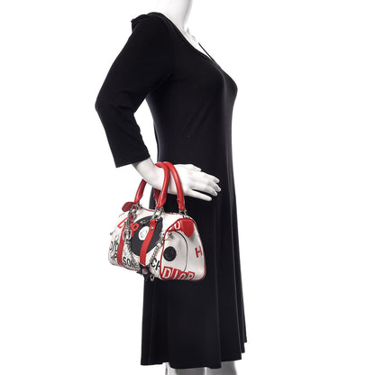 Christian Dior Canvas Hardcore Pierced Boston Black Red White 2 of 15