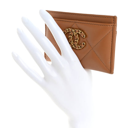 Chanel Lambskin Quilted Chanel 19 Card Holder Brown 2 of 12