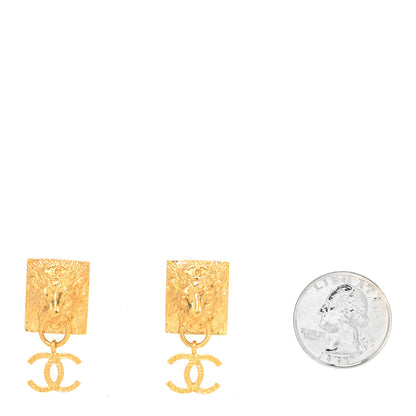 Chanel Metal CC Lion Earrings Gold 2 of 4