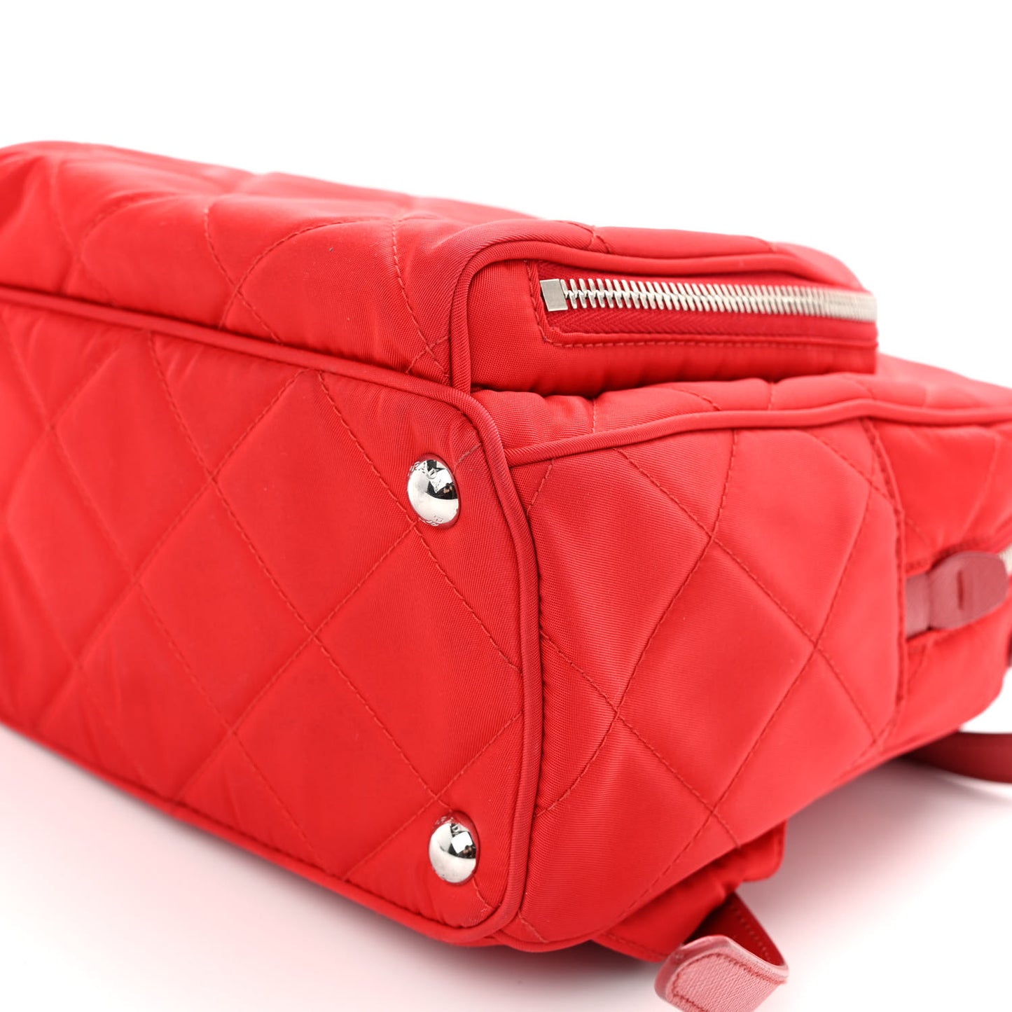 Nylon Tessuto Impuntu Quilted Backpack Rosso