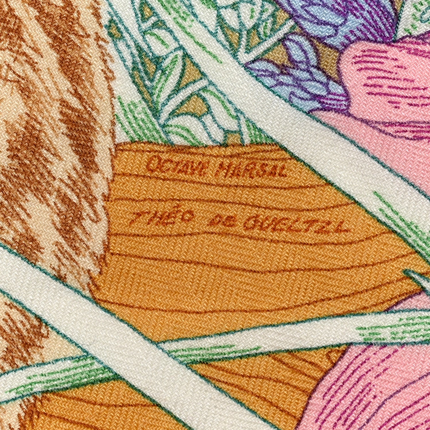 Hermes Cashmere Silk Retour a la Nature 140 Bleu Ciel Rose Vert 3 of 6