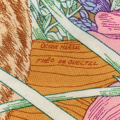 Hermes Cashmere Silk Retour a la Nature 140 Bleu Ciel Rose Vert 3 of 6