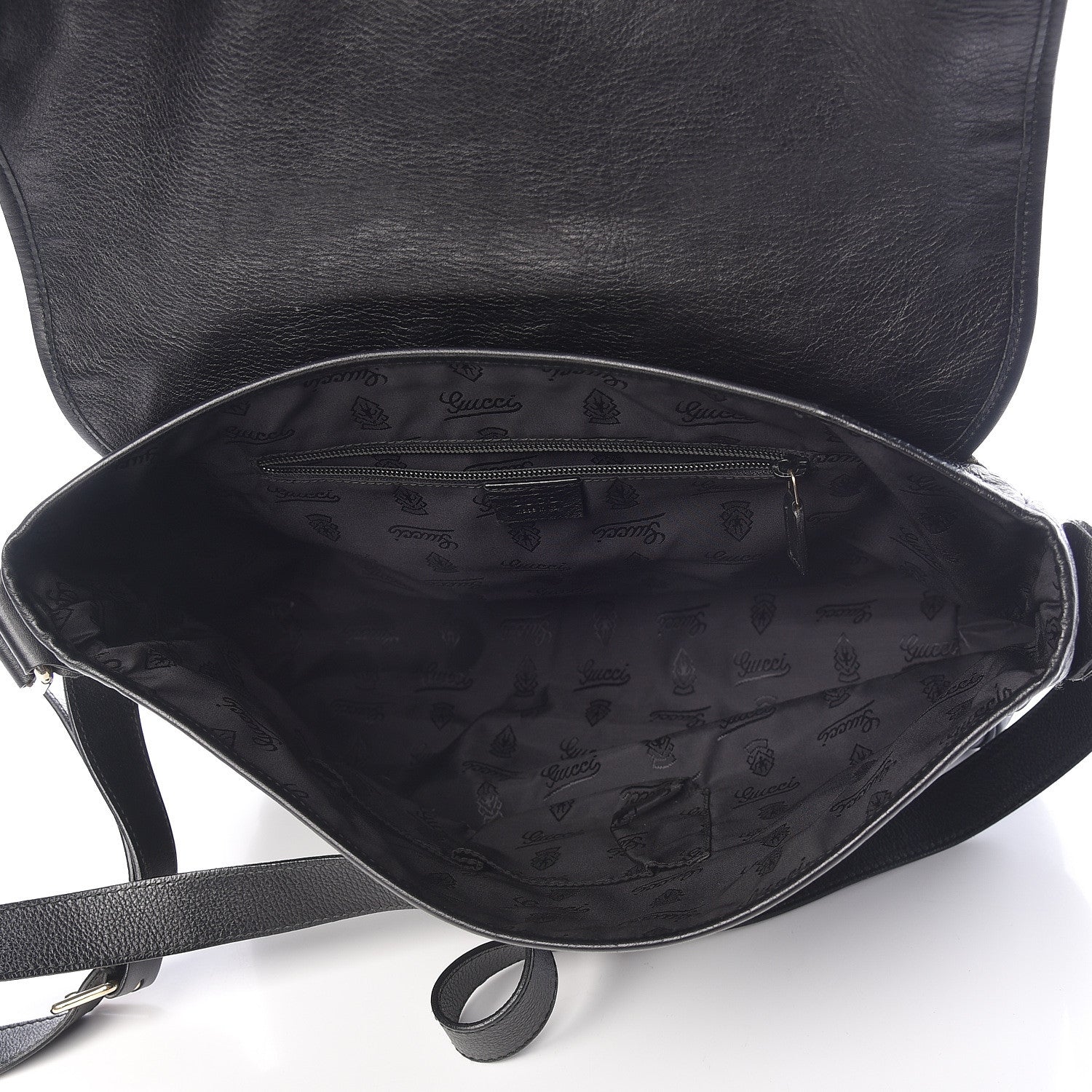 Gucci Guccissima Medium Flap Messenger Bag Black 5 of 10