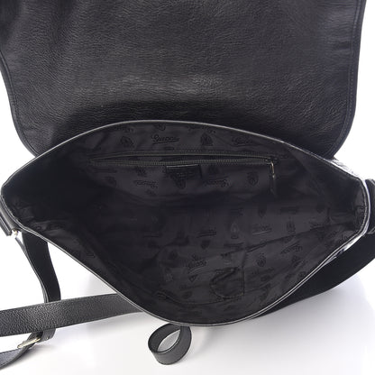 Gucci Guccissima Medium Flap Messenger Bag Black 5 of 10