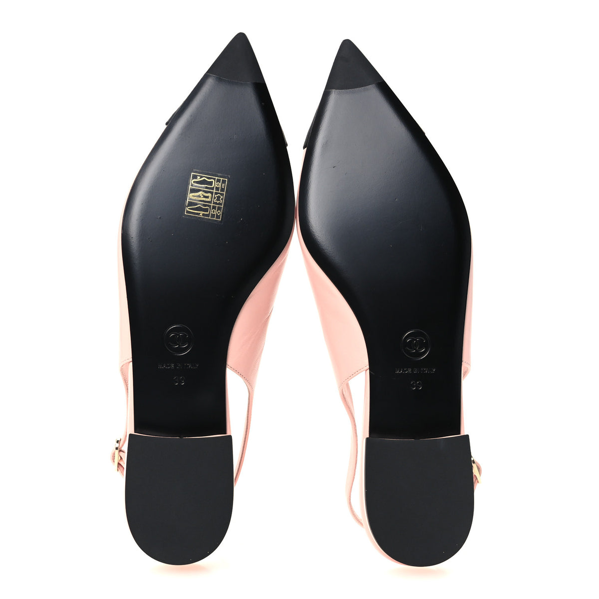 Chanel Goatskin Grosgrain Pointed Toe CC Slingback Flats 39 Pink Black 6 of 10