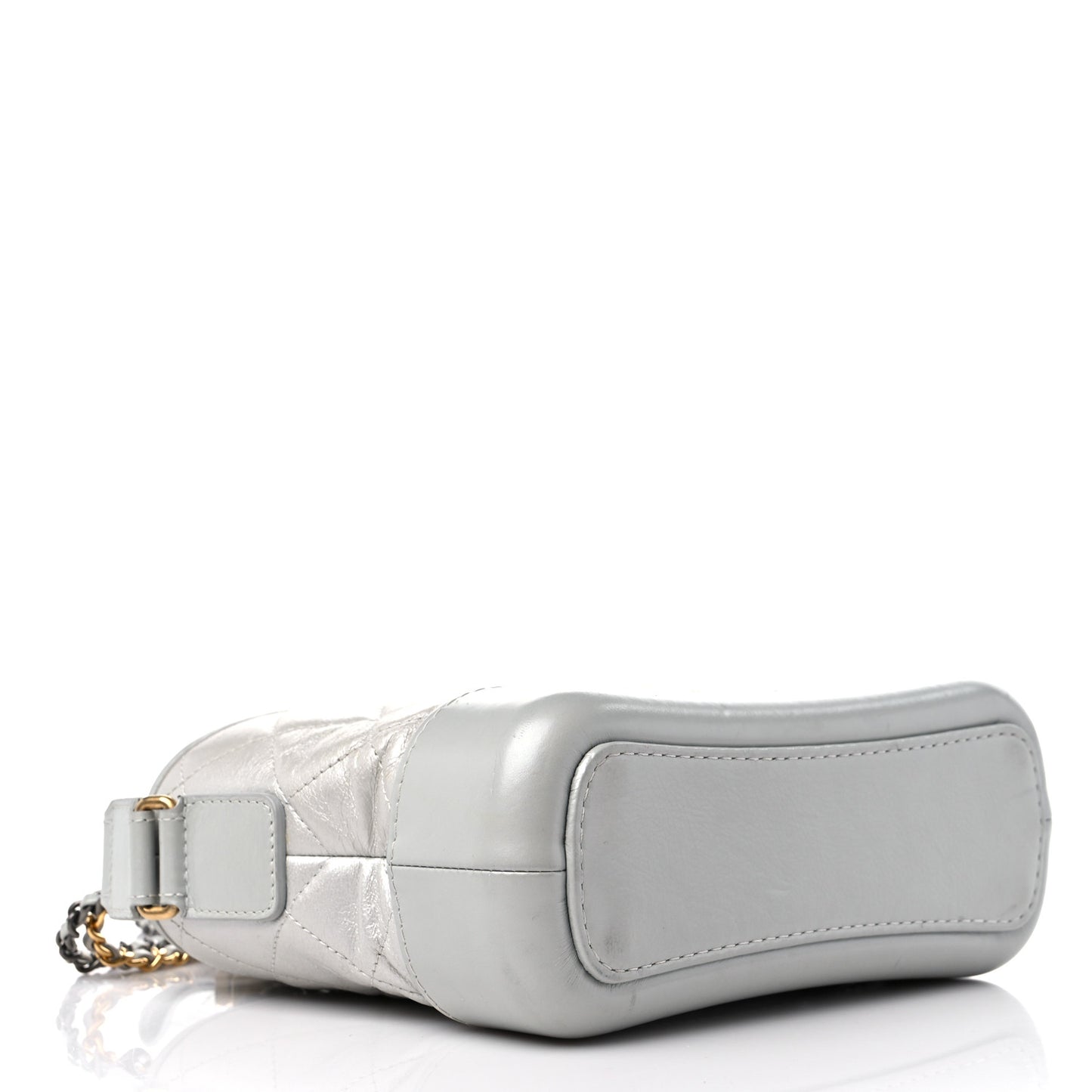 Metallic Aged Calfskin Quilted Small Gabrielle Hobo Silver