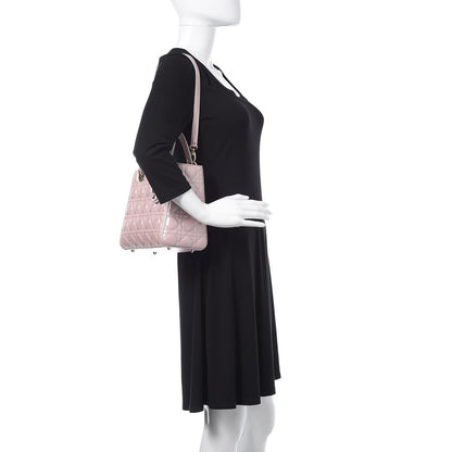 Christian Dior Pearly Lambskin Cannage Medium Lady Dior Lotus 2 of 14