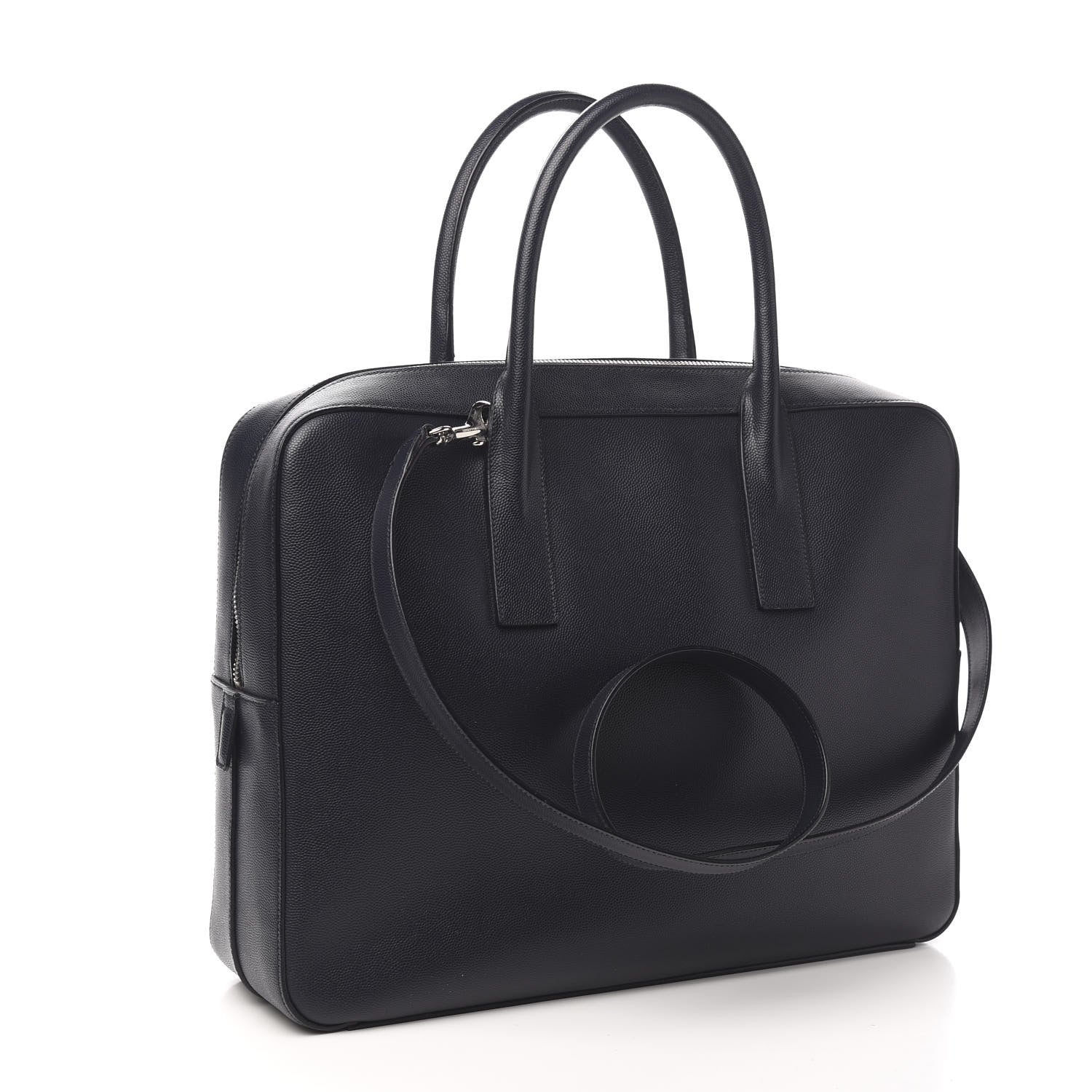 Saint Laurent Grain de Poudre Medium Museum Briefcase Deep Marine 2 of 9