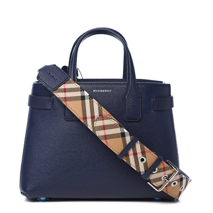 Burberry Grainy Calfskin House Check Small Banner Tote Regency Blue 1 of 10