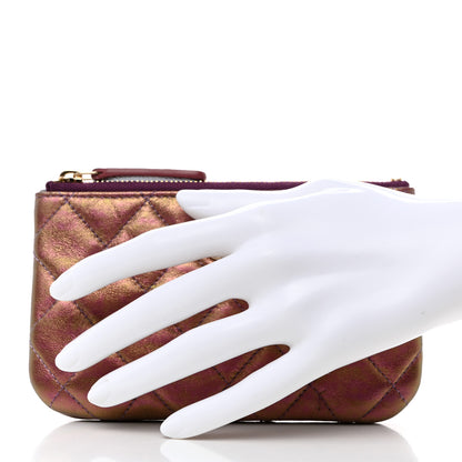 Chanel Iridescent Lambskin Quilted Small Cosmetic Case Purple 3 of 7