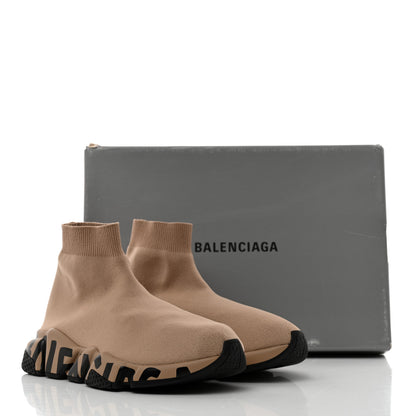 Balenciaga Neoprene Knit Womens Speed Graffiti Sneakers 36 Beige 9 of 9