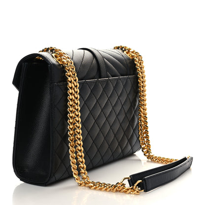 Saint Laurent Grain De Poudre Textured Mixed Matelasse Triquilt Medium Monogram Satchel Black 3 of 6