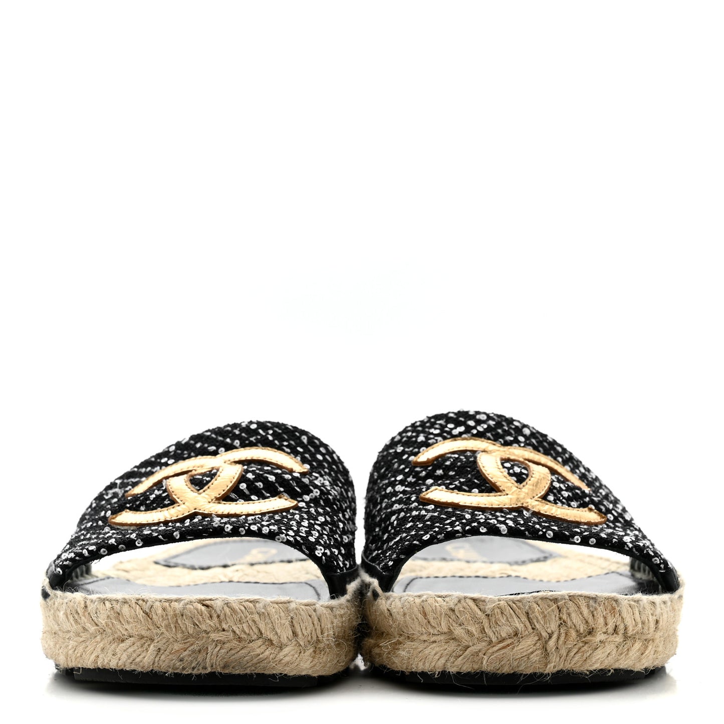 Wool Laminated Lambskin CC Slide Sandals 39 Black Gold
