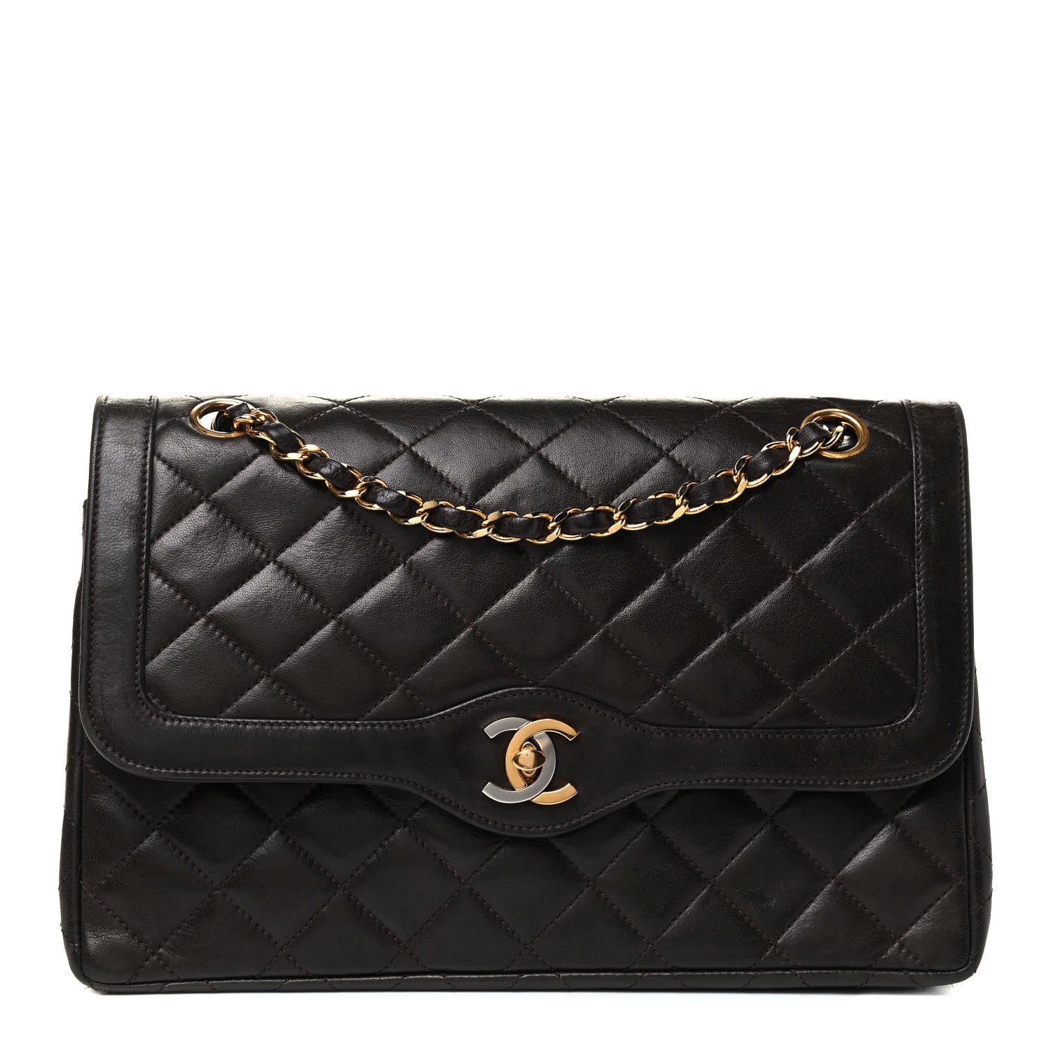 Chanel Lambskin Quilted Medium Double Flap Dark Brown 1 of 4