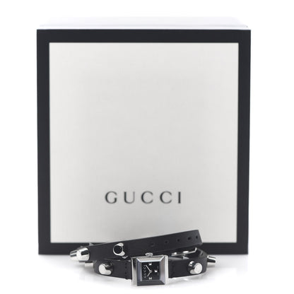 Gucci Stainless Steel Calfskin 14mm G-Frame Square Double Wrap Stud Quartz Watch Black 6 of 6