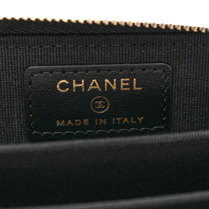 Chanel Caviar Quilted Boy Zip Around Coin Purse Wallet Black 6 of 7