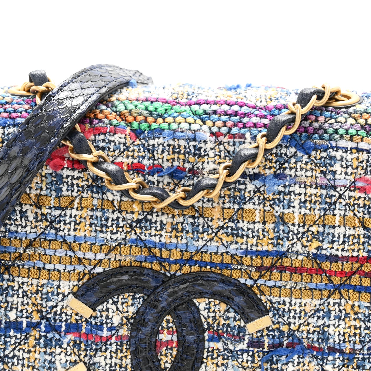 Chanel Tweed Snakeskin Quilted Medium CC Filigree Flap Multicolor 8 of 11