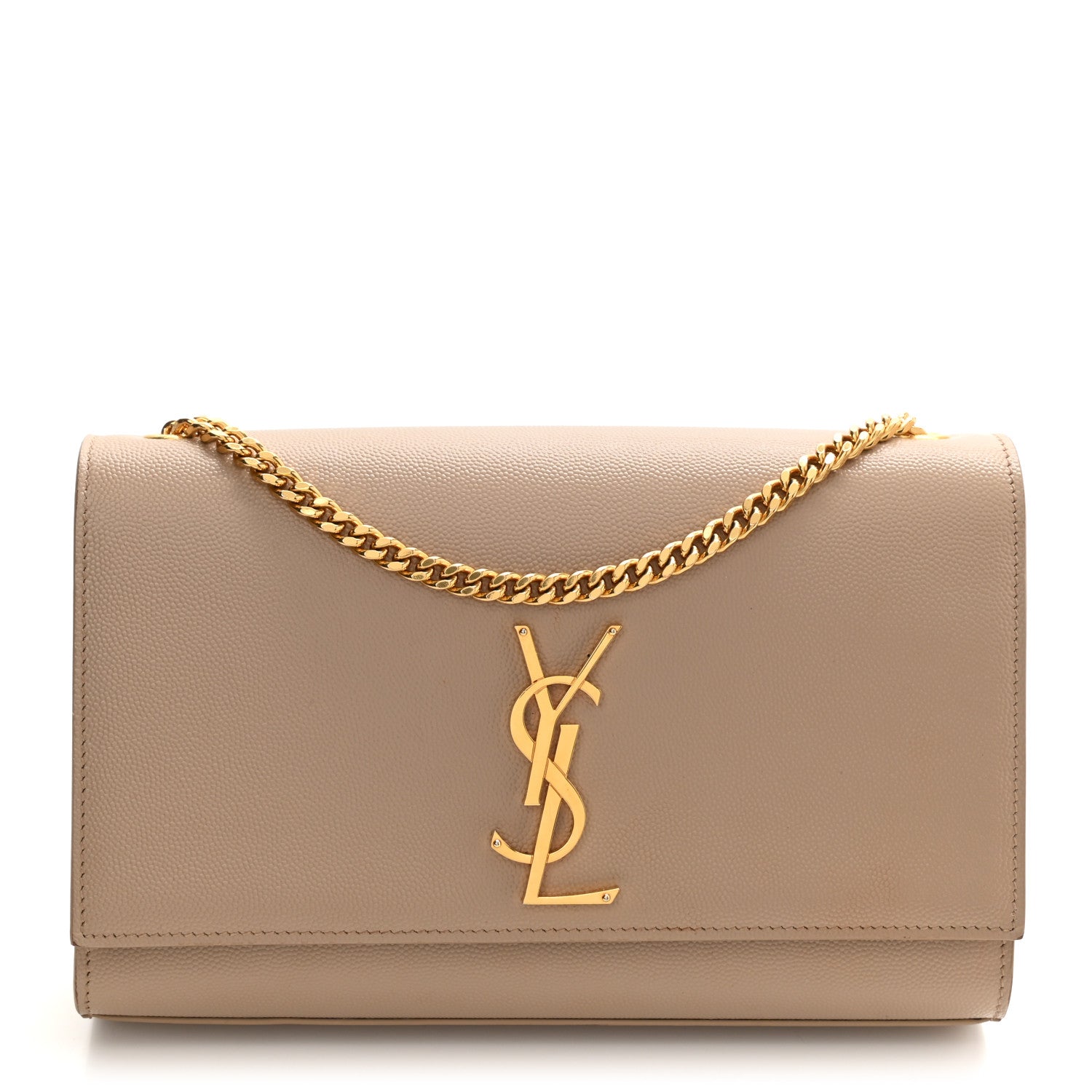 Saint Laurent Grain De Poudre Medium Monogram Kate Satchel Dark Beige 1 of 12