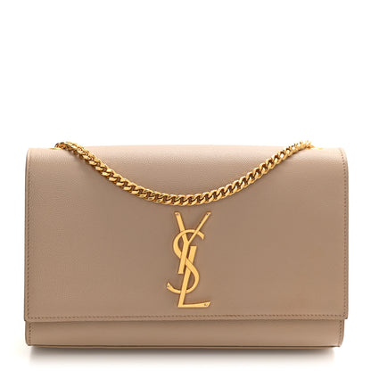 Saint Laurent Grain De Poudre Medium Monogram Kate Satchel Dark Beige 1 of 12