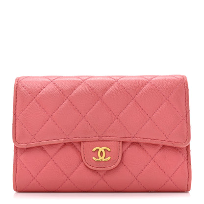 Chanel Caviar Quilted Medium Gusset Flap Wallet Pink 1 of 15
