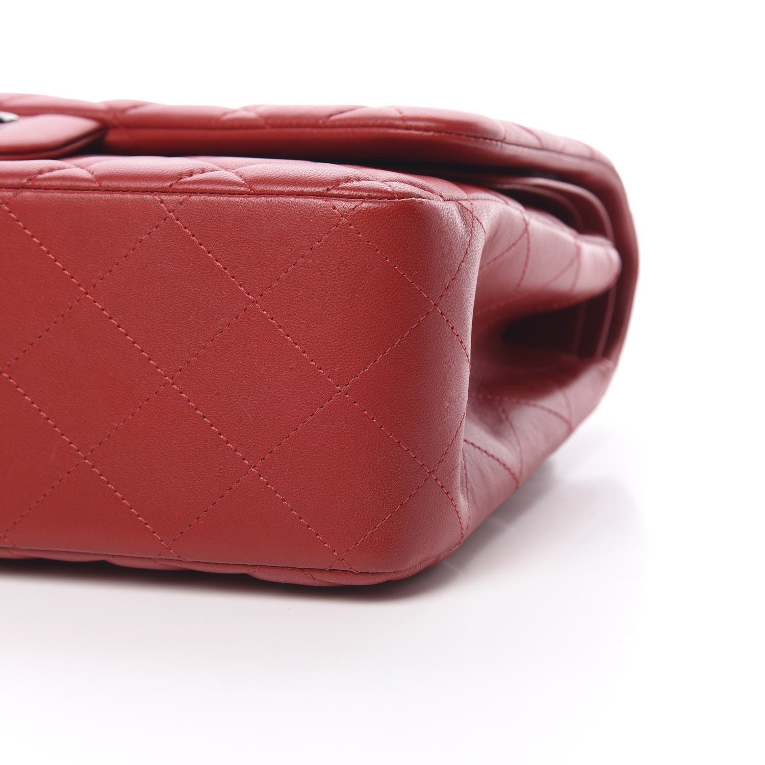 Chanel Lambskin Quilted Jumbo Double Flap Red 10 of 13