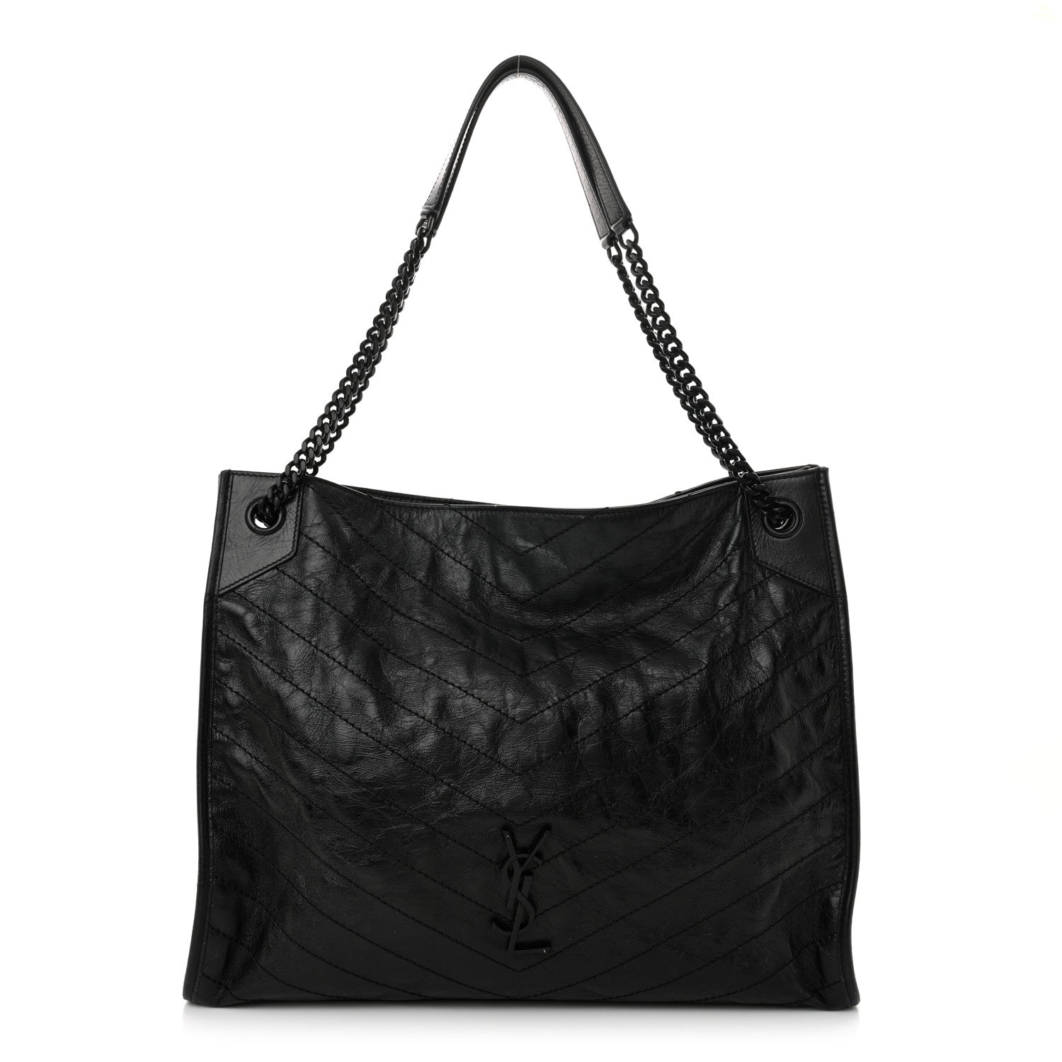 Saint Laurent Crinkled Calfskin Matelasse Monogram Large Niki Shopper Tote Black 1 of 16