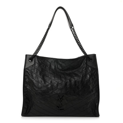 Saint Laurent Crinkled Calfskin Matelasse Monogram Large Niki Shopper Tote Black 1 of 16