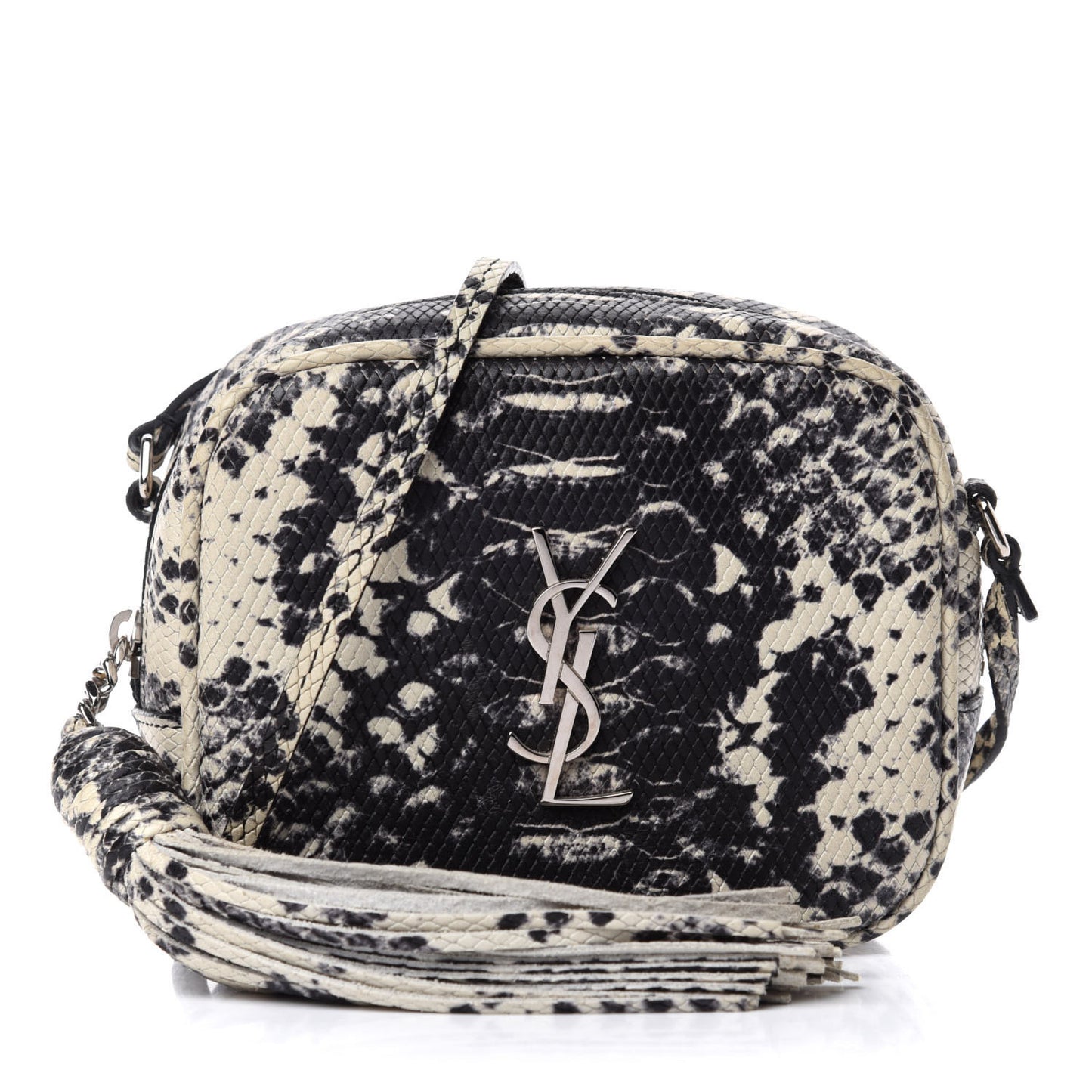 Python Embossed Calfskin Monogram Blogger Bag Black Beige