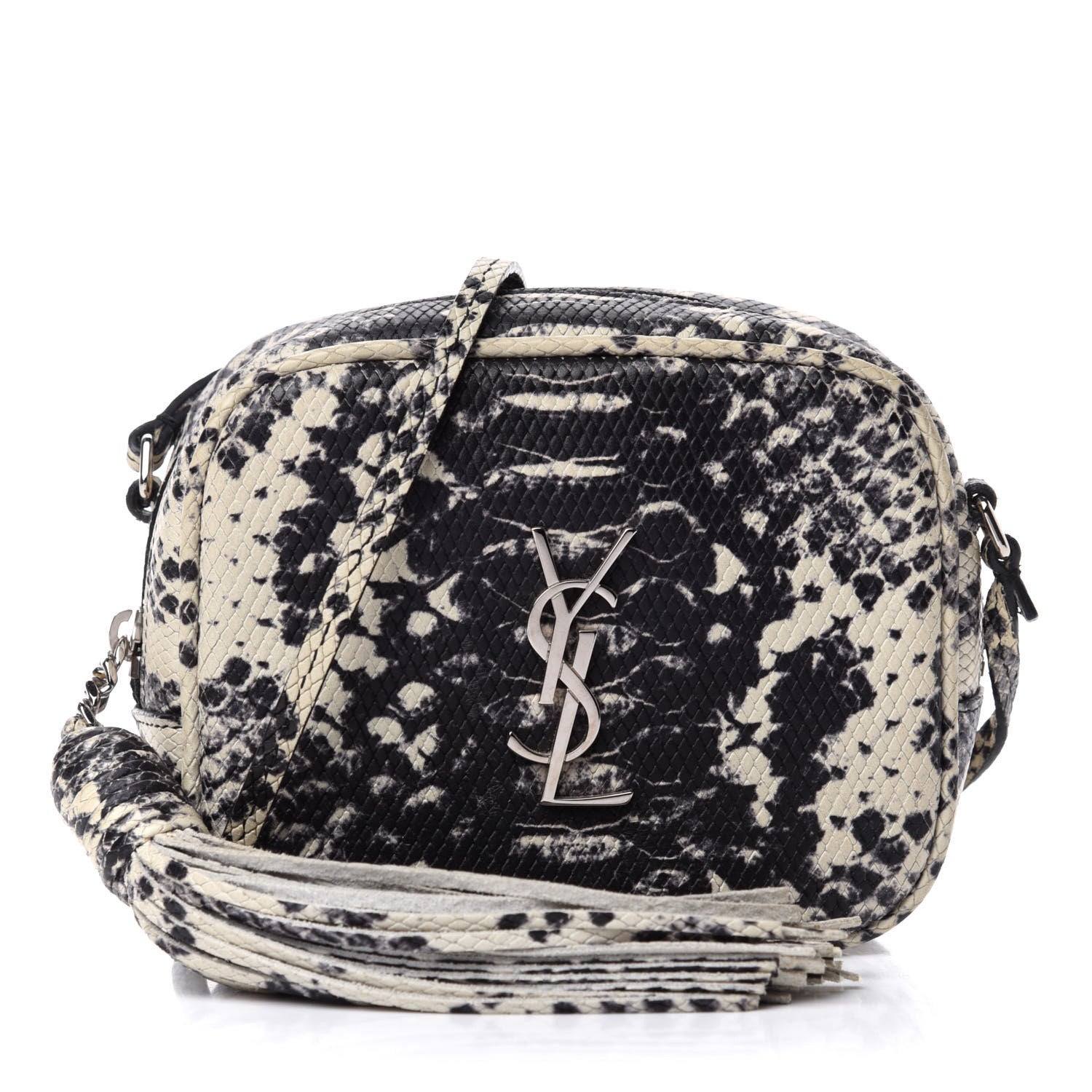 Saint Laurent Python Embossed Calfskin Monogram Blogger Bag Black Beige 1 of 10