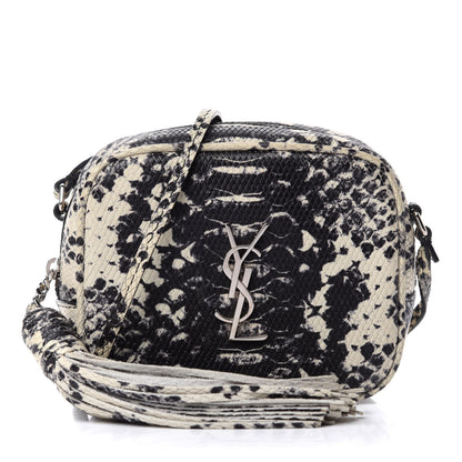 Saint Laurent Python Embossed Calfskin Monogram Blogger Bag Black Beige 1 of 10