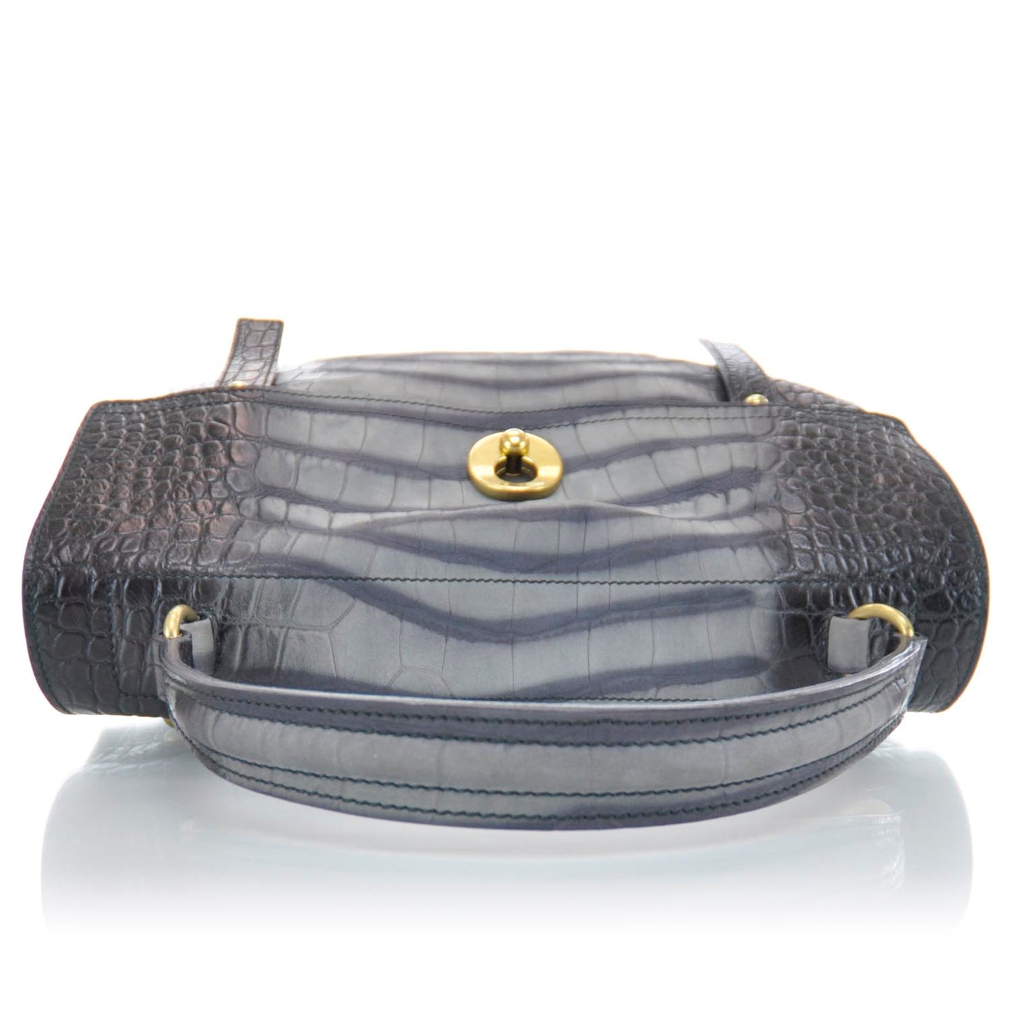 Suede Crocodile Embossed Large Muse Two Blue