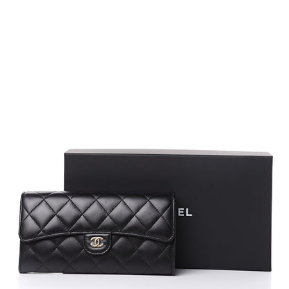 Chanel Lambskin Quilted Large Gusset Flap Wallet Black 13 of 13