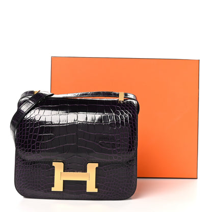Hermes Shiny Alligator Constance 24 Aubergine 11 of 11