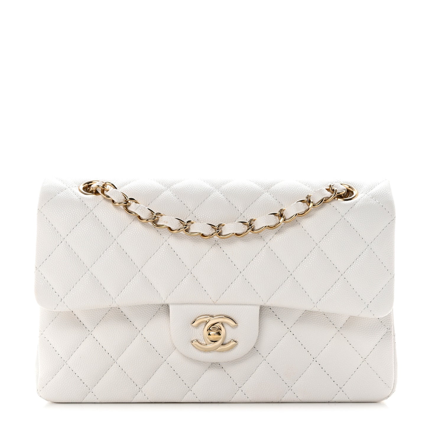 Caviar Quilted Small Double Flap White