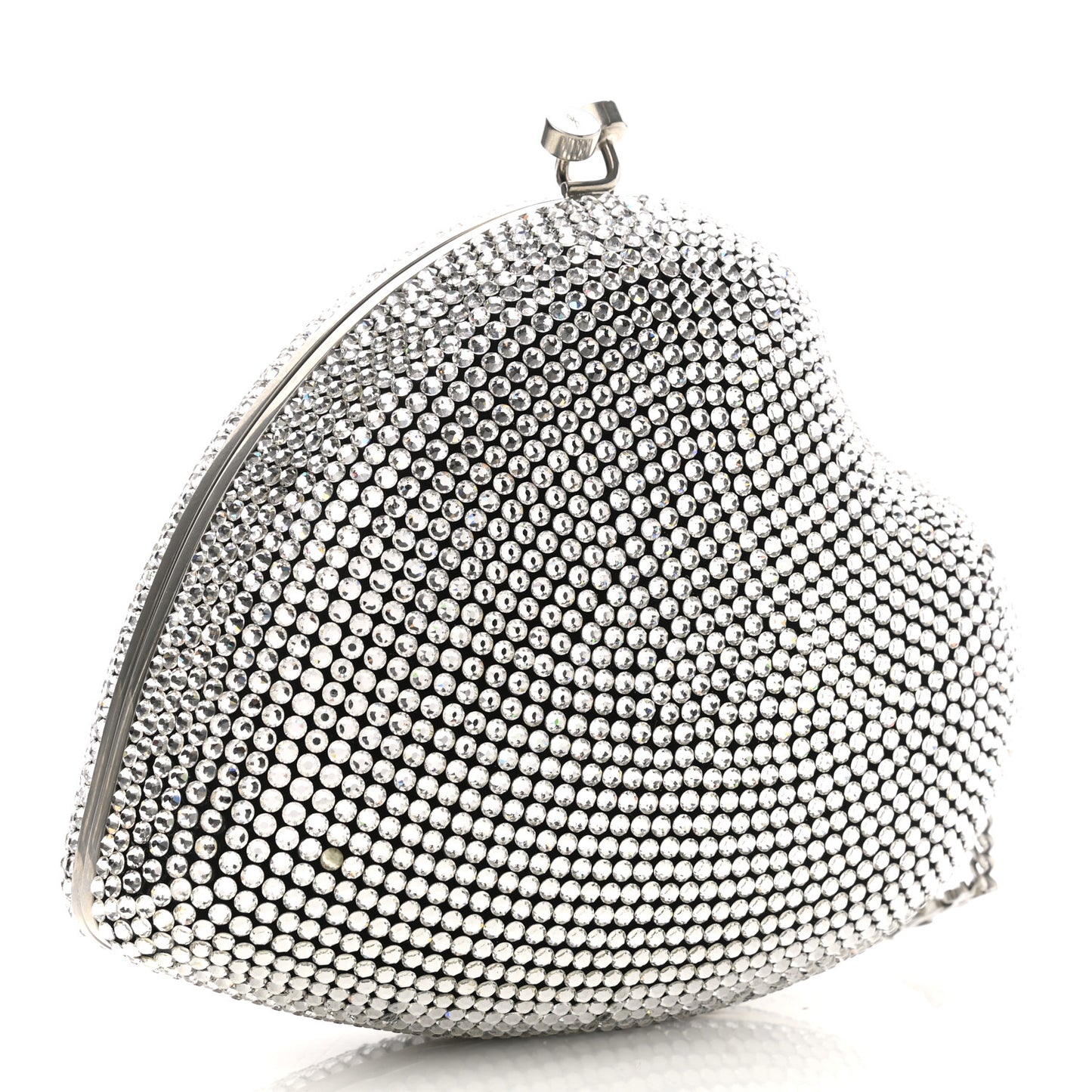 Swarovski Crystal Heart Love Box Clutch Bag Silver