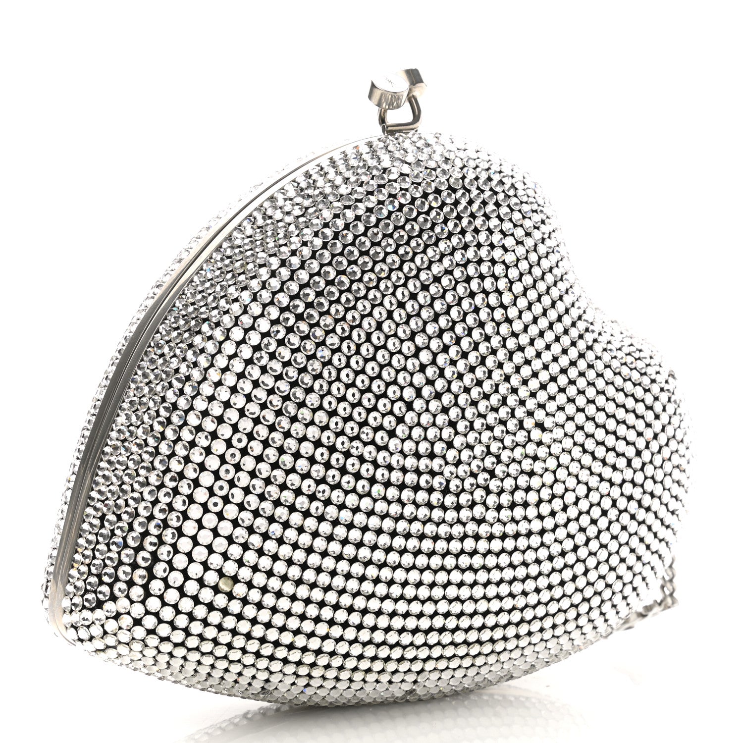 Saint Laurent Swarovski Crystal Heart Love Box Clutch Bag Silver 3 of 6